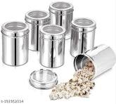 Stainless steel kitchen container set (1kg/1000ml), silver, airtight, see-through lid - eco-friendly grocery storage