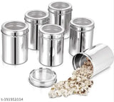 Stainless steel kitchen container set (1kg/1000ml), silver, airtight, see-through lid - eco-friendly grocery storage