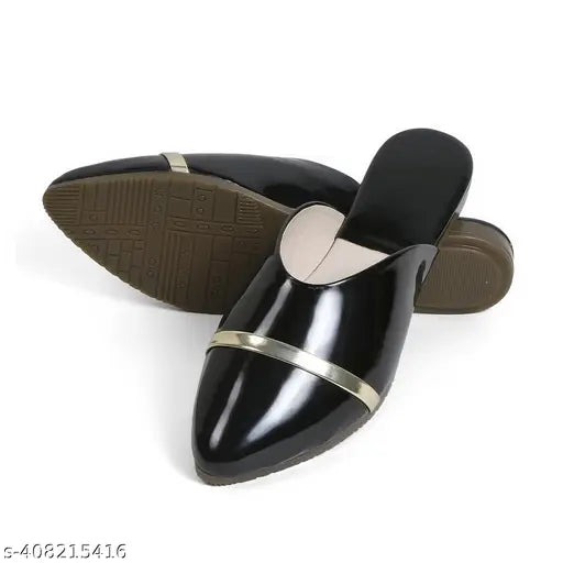 Stylish black canvas belly shoes for women, soft, comfortable, lightweight, non-fatigue, and non-slippery. Perfect for casual or ethnic wear