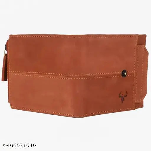 Brown genuine leather men's wallet with 13 card slots, RFID blocking technology, free size (11cm x 9cm), handcrafted in India