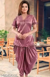 Stylish satin nighty set, Yesbela brand, solid pattern, short sleeves, suitable for weddings/honeymoons