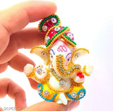 Yellow marble Mini Lord Ganesh Ganpati Idol, handmade Murti for car dashboard, home decor, gifts, and religious decor