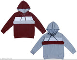 Multicolor cotton sweatshirts & hoodies (2pk) for kids, solid pattern, long sleeves, sizes 2-11 years, made in India