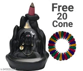 Handcrafted Adi Shankara resin Lord Adiyogi, Mahadev Incense Holder (10 cm x 12 cm x 8 cm) with 20 free backflow incense cones. Indian decorative showpiece for aromatic ambiance