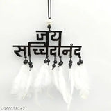 Black-and-white acrylic dream catcher, traditional Indian wall hanging with feathers for car mirror or home decor
