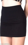 Black cotton blend high-waist mini pencil skirt for women, new and trendy style