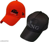Orange cotton baseball cap, self-design king ruber &ktm branding on onesize cap from India