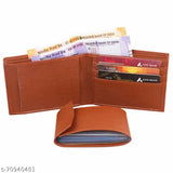 Tan faux leather wallet Loscco plane albm, 2 compartments, 6 card slots