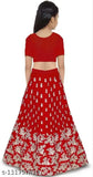 Red embroidered taffeta silk lehenga choli for girls, Indian ethnic wear pack of 1 (Taffeta Silk Lehenga Length: 24 inches, Net Dupatta Fabric)
