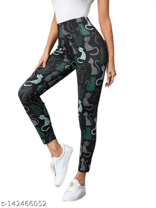Printed net Lycra jeggings for women and girls, available in sizes 26-36. Made in India