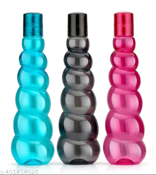 Multicolor 1000ml fridge water bottles (Blue, Black, Pink) for home, office, gym & school - leak-proof plastic combo pack of 3