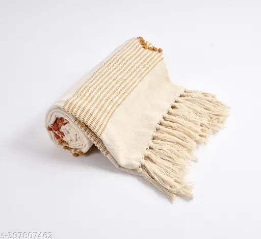 Multi-colored HomewayTex 100% Cotton Loop Lux Throw, ideal for sofa or bed, sizes 52x70 inch, artisanal craftsmanship, neutral color palette, sustainable choice