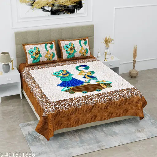 Attractive cotton floral flat sheets, soft & skin-friendly, made in Jaipur, India