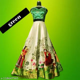 Madhubani print silk blend lehenga choli for kids, PANIHARI MAGIC color and design on display