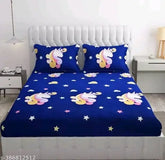 Elastic cotton unicorn double bedsheet with 2 pillow covers, ideal for summer, superfine quality for adults