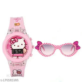 Pink dial digital watch & sunglasses combo pack, stylish & lightweight accessories for girls aged 5+, free size from India