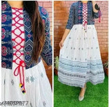 Rayon women's printed kurti and jacket set, three-quarter sleeves, vibrant patterned combo for festive events