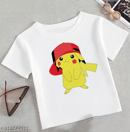 Pink Pikachu crop top, trendy women's t-shirt with short sleeves, size M, India origin