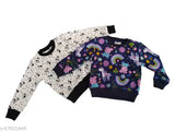 Cotton unisex sweatshirts for kids (2-3yrs), set of 2, printed net design from India