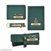 Personalized faux leather men's wallet set: sunglasses case, keychain, passport cover - customizable gift idea for brother, husband, father, boyfriend