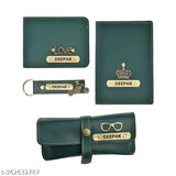 Personalized faux leather men's wallet set: sunglasses case, keychain, passport cover - customizable gift idea for brother, husband, father, boyfriend