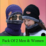 Blue & black woolen beanie, has a visor - Miss8teen_Woolen Cap style