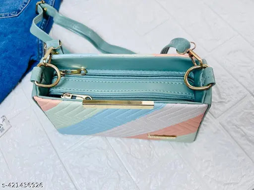 Synthetic checked sling bag, free size, classic attractive women's style from India