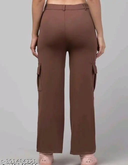 Solid Lycra DWELL Fashion cargo pants, modern style for women's sizes 26-32 (India origin)
