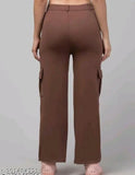 Solid Lycra DWELL Fashion cargo pants, modern style for women's sizes 26-32 (India origin)