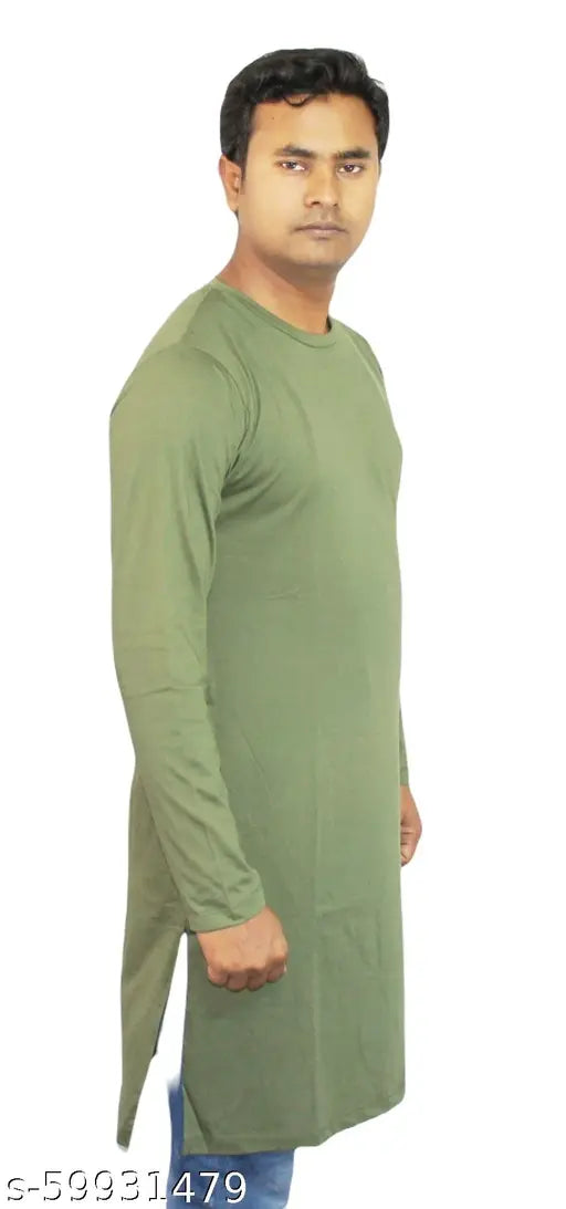 Stylish long kurta, Indian handloom cotton, size L & XL (Chest 40in), vibrant ethnic wear