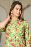 Three-quarter sleeve printed cotton kurti for women, 100% pure Cotton, S-XXXL sizes