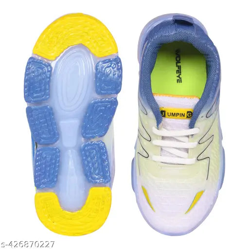 Synthetic unisex sneakers for kids aged 2-5 years, textured net design with PVC sole and lace-up fastening - Wolfeye kids shoes in India