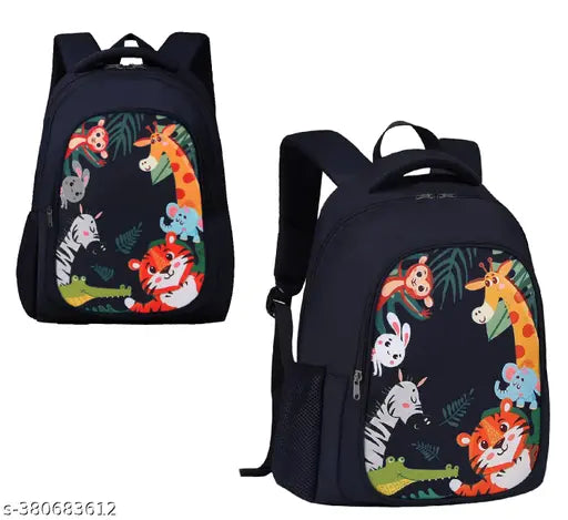 Blue waterproof polyester school backpack with pencil stationery pouch, suitable for both boys and girls during picnics or school outings