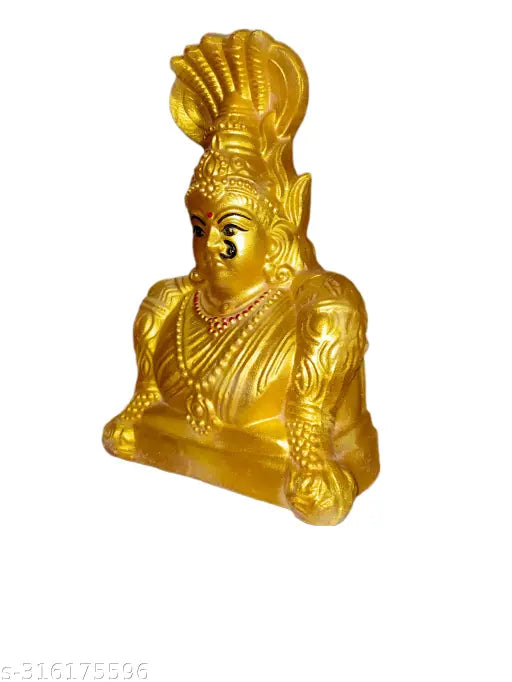 Exquisite golden ceramic Mariamman statue, 13cm x 24cm x 7.5cm, for sacred Pooja Room decor