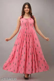 Pink rayon printed long kurti, cotton blend sleeveless, stunning traditional Indian wear