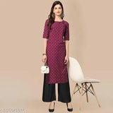 New pure crepe black-checked kurta with palazzos - best for regular wear and casual occasions, Indian printed kurta set for women