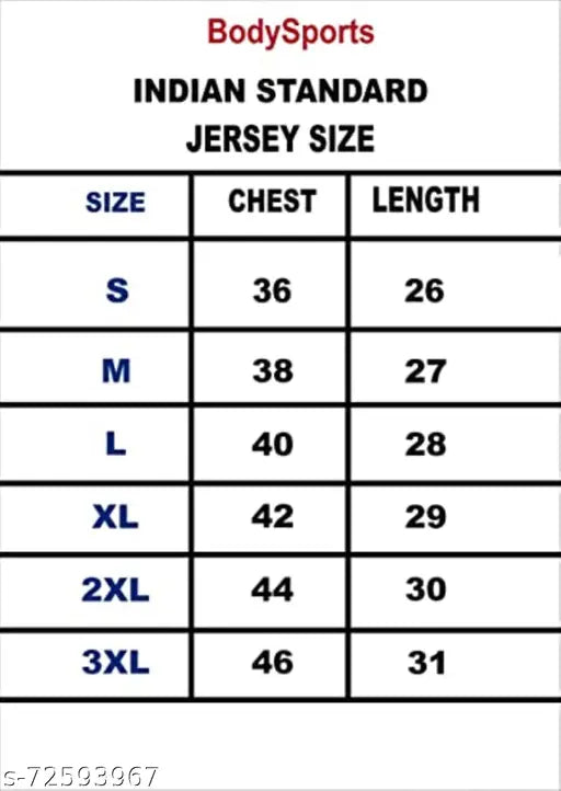 Poly blend sports jersey for football, cricket, hockey, tennis & gym wear. Attractive printing, perfect for sports lovers. S, M, L, XL, XXL sizes available
