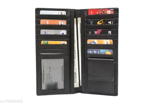 Solid leather men's wallet by Chandair, 2 compartments, free size (9cm x 11cm), perfect for cards and identification