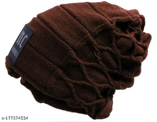 Dark brown woolen beanie cap (Alexvyan NC) - warm, soft, and stylish winter accessory for men and boys