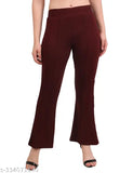 Women's high waist bell bottom trousers, elastic flared bootcut pants in solid navy blue for casual office wear, 95% polyester, 5% spandex