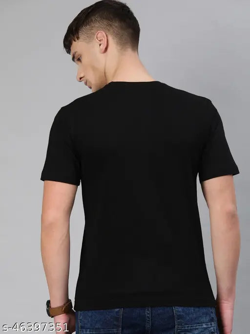 Black 100% Cotton London Crew Round Neck Half Sleeve Graphic Printed T-Shirt, perfect gym or casual wear for men & boys. Made in India, non-shrinkable and long-lasting