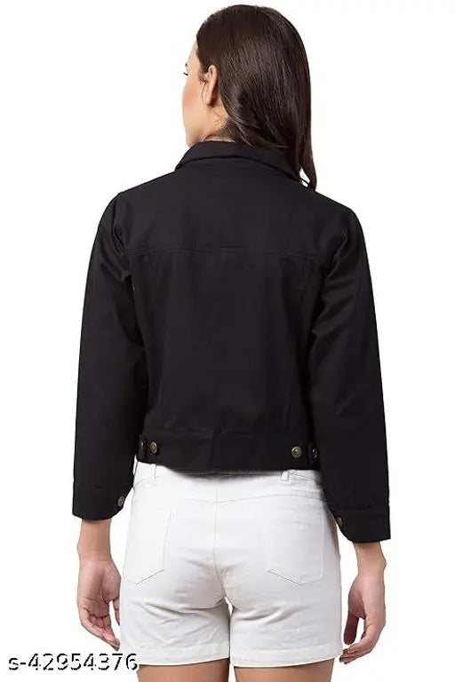 Trendy denim xxl size full sleeve jacket for girls, solid pattern, high-quality Indian fabric