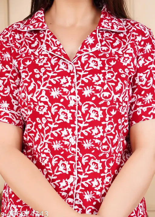 Trendy viscose rayon print night suit for girls & women, comfortable, stylish, easy-to-wash cotton feel, various sizes available