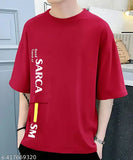 Stylish oversized printed men's cotton blend t-shirt, loose fit drop shoulder, comfortable streetwear
