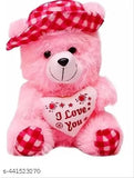 Pink and red mono soft cap teddy bear combo of 2, unisex teddy toys for kids aged 0-2, from India
