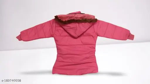 Multicolor nylon toddler winter jacket for baby girl, trending design with matching hood and long sleeves