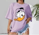 Oversized cotton blend casual printed t-shirt for women, featuring colorful designs