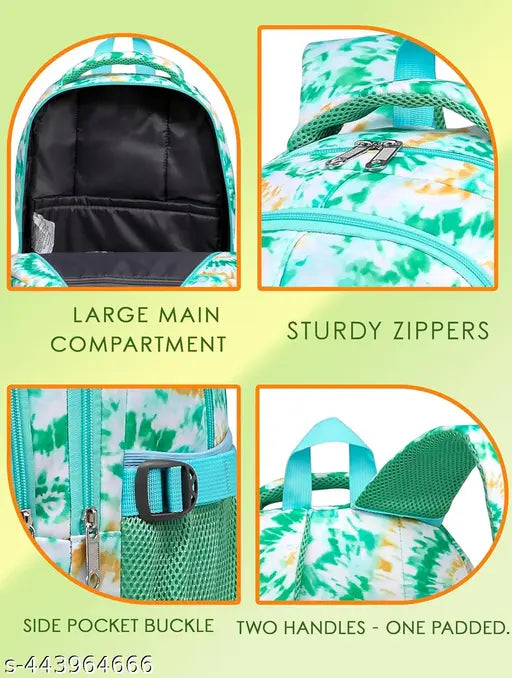 Forest Green Canvas Printed Multifunction Backpack - Large Capacity, Waterproof, Lightweight, Suitable for Kids & Travel