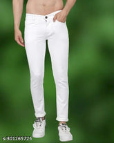 White denim skinny fit jeans for men by MARKVIEW, ideal for comfortable wear