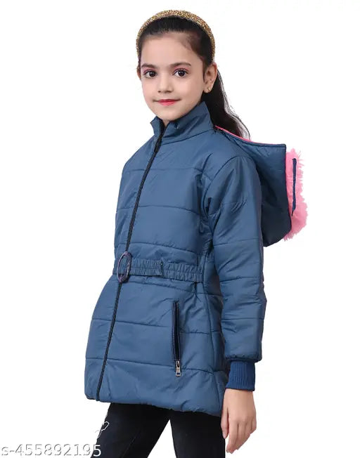 Trending nylon solid-color winter jacket for kids aged 3-4, perfect for chilly weather